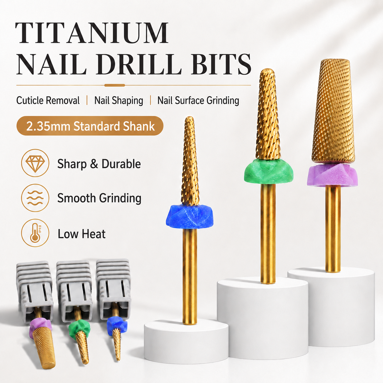 Nail File Titanium - 1Pcs Titanium Coated Tungsten Carbide Nail