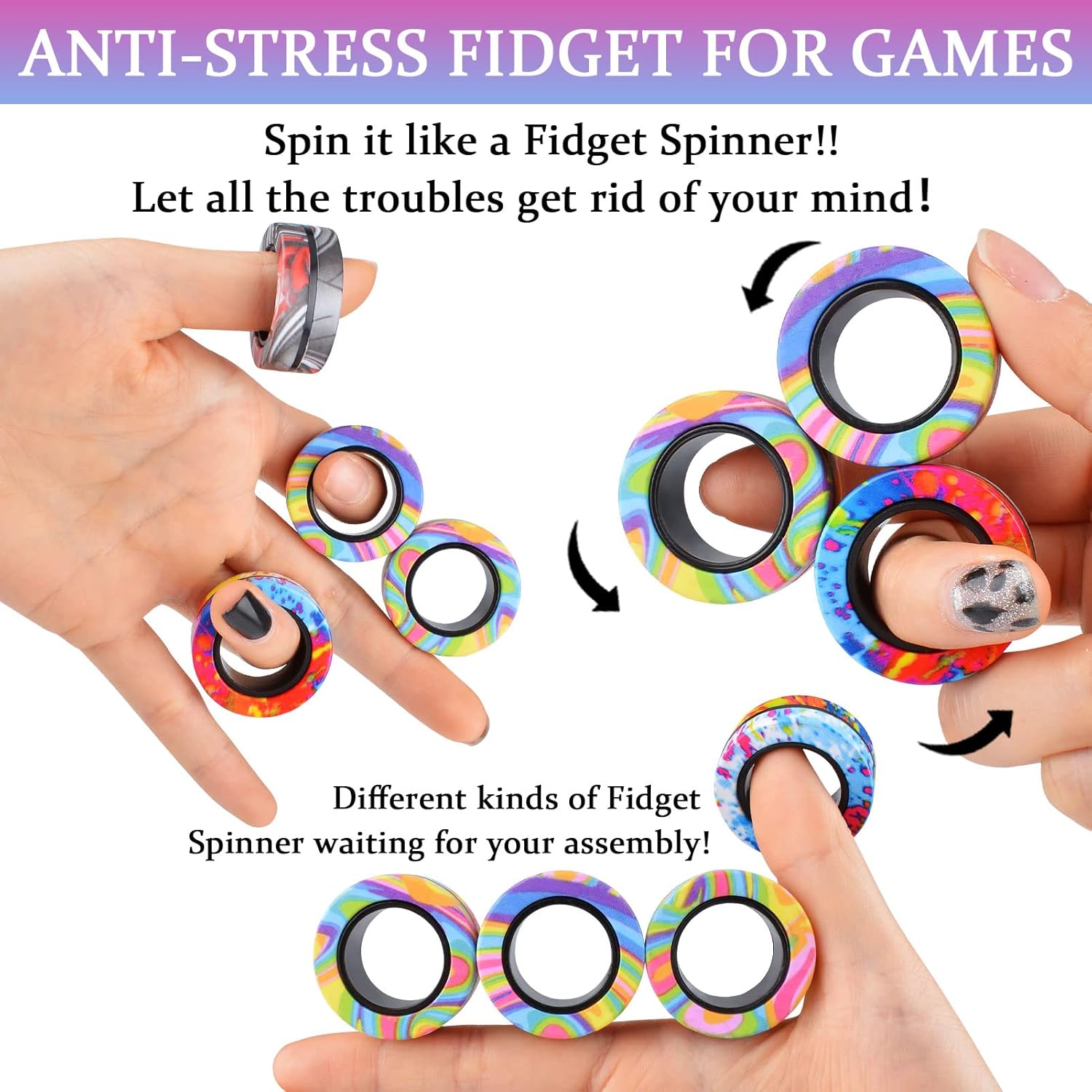 3pcs Finger Magnetic Rings Col - огляд і ціна Fidget Spinner Bearing